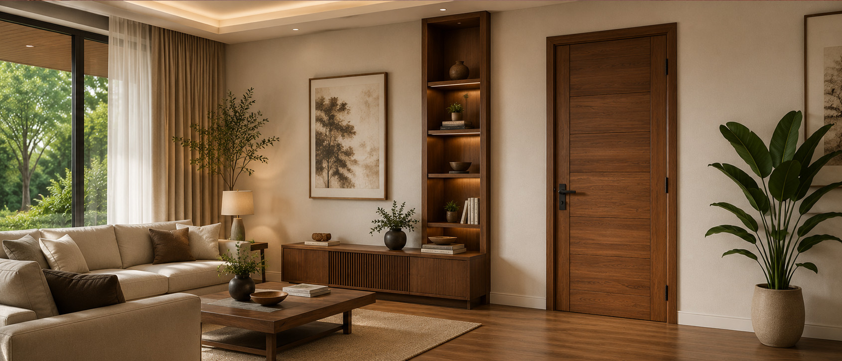 timber-door-living-room